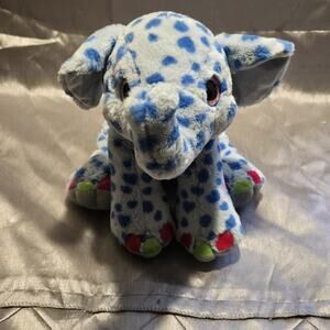 Wild Republic Sweet & Sassy Blue Polka Dot Elephant 14" tall Pink Big Eyes Plush